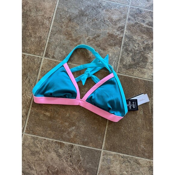 Salt + Cove Triangle Colorblock Bikini Swim Top Blue Multi Size Large - Picture 3 of 8